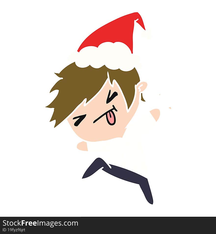 hand drawn christmas cartoon of kawaii boy