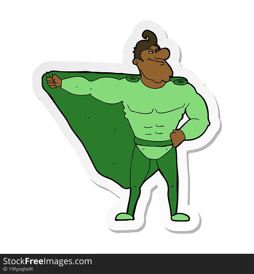 sticker of a funny cartoon superhero