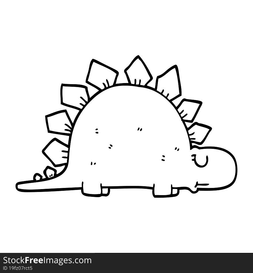 Line Drawing Cartoon Prehistoric Dinosaur