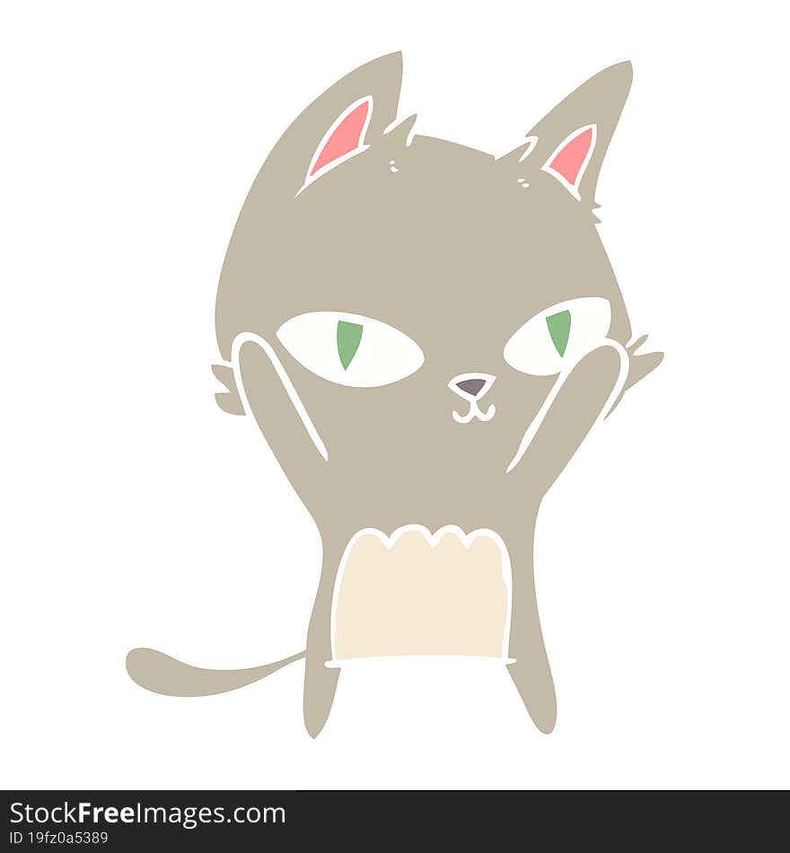 Flat Color Style Cartoon Cat Staring