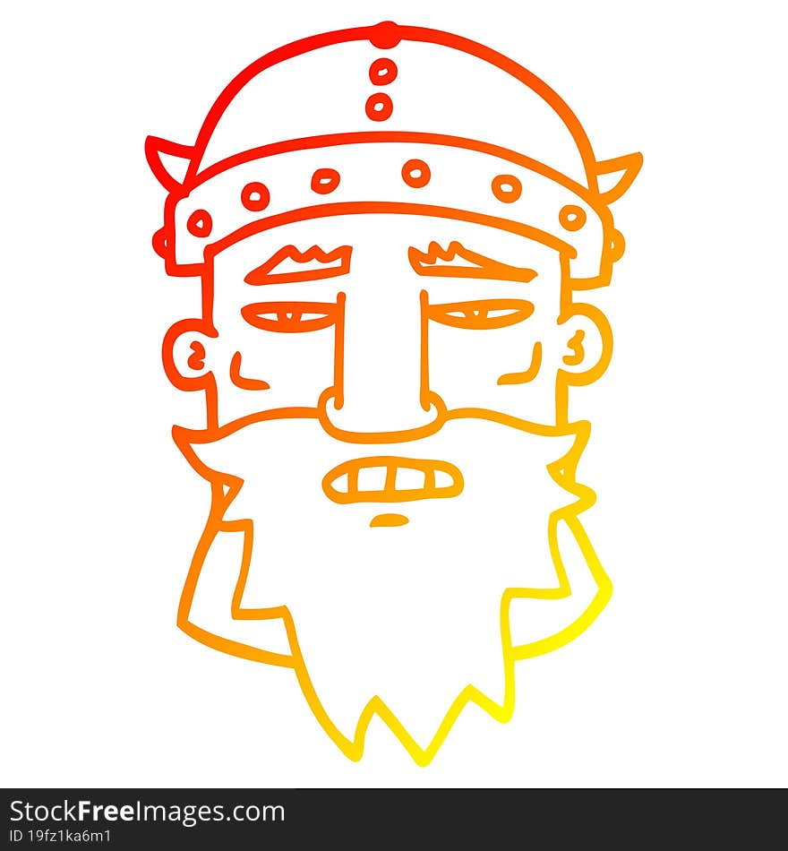 warm gradient line drawing cartoon angry warrior