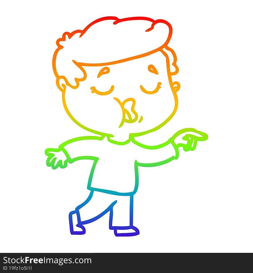 rainbow gradient line drawing of a cartoon man talking