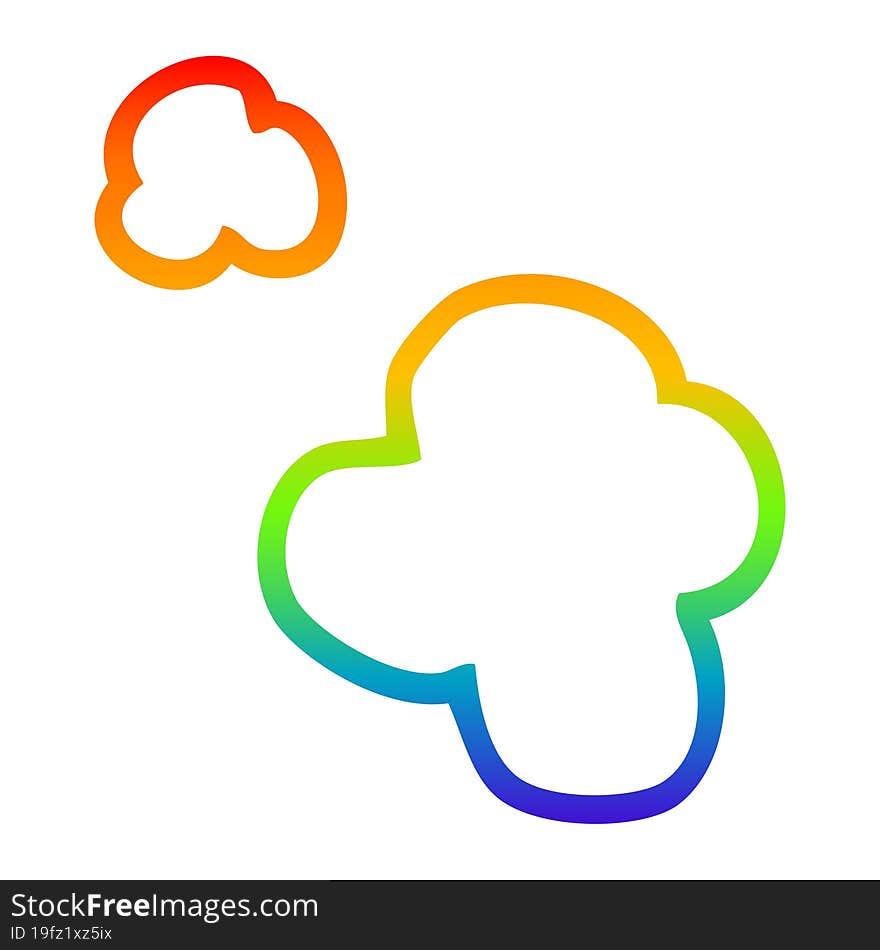 Rainbow Gradient Line Drawing Cartoon Poof Of Smoke