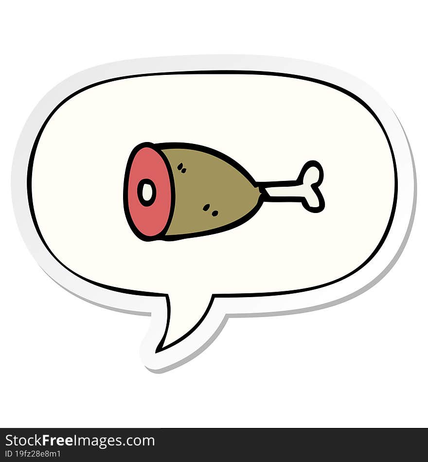 cartoon meat and speech bubble sticker