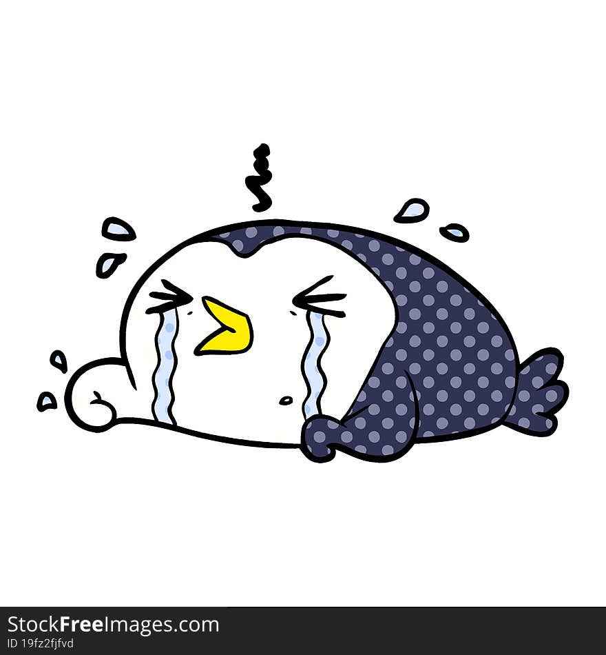 cartoon crying penguin. cartoon crying penguin