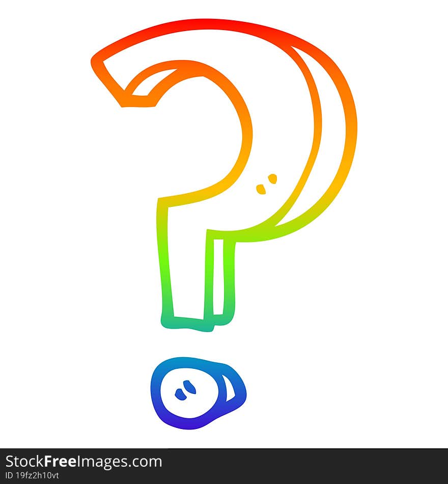 Rainbow Gradient Line Drawing Cartoon Question Mark