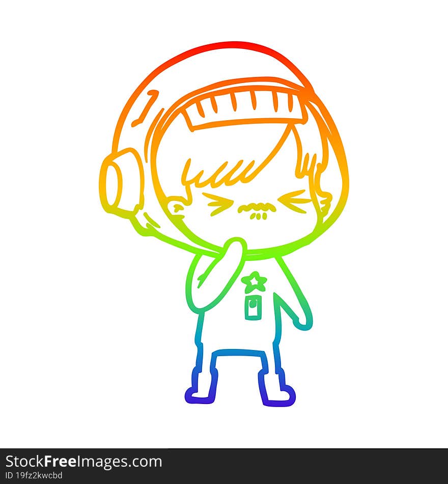 rainbow gradient line drawing angry cartoon space girl