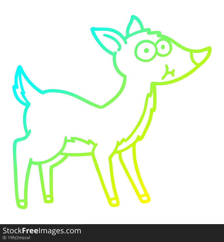 cold gradient line drawing of a cartoon deer