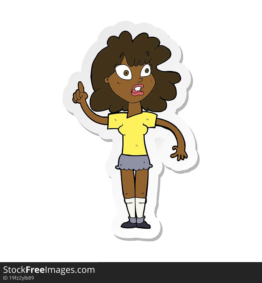 sticker of a cartoon woman making point