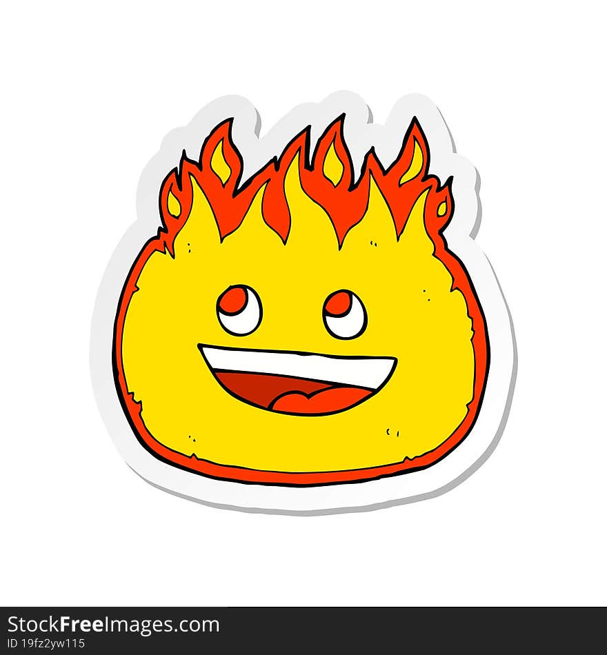 Sticker Of A Cartoon Happy Fire