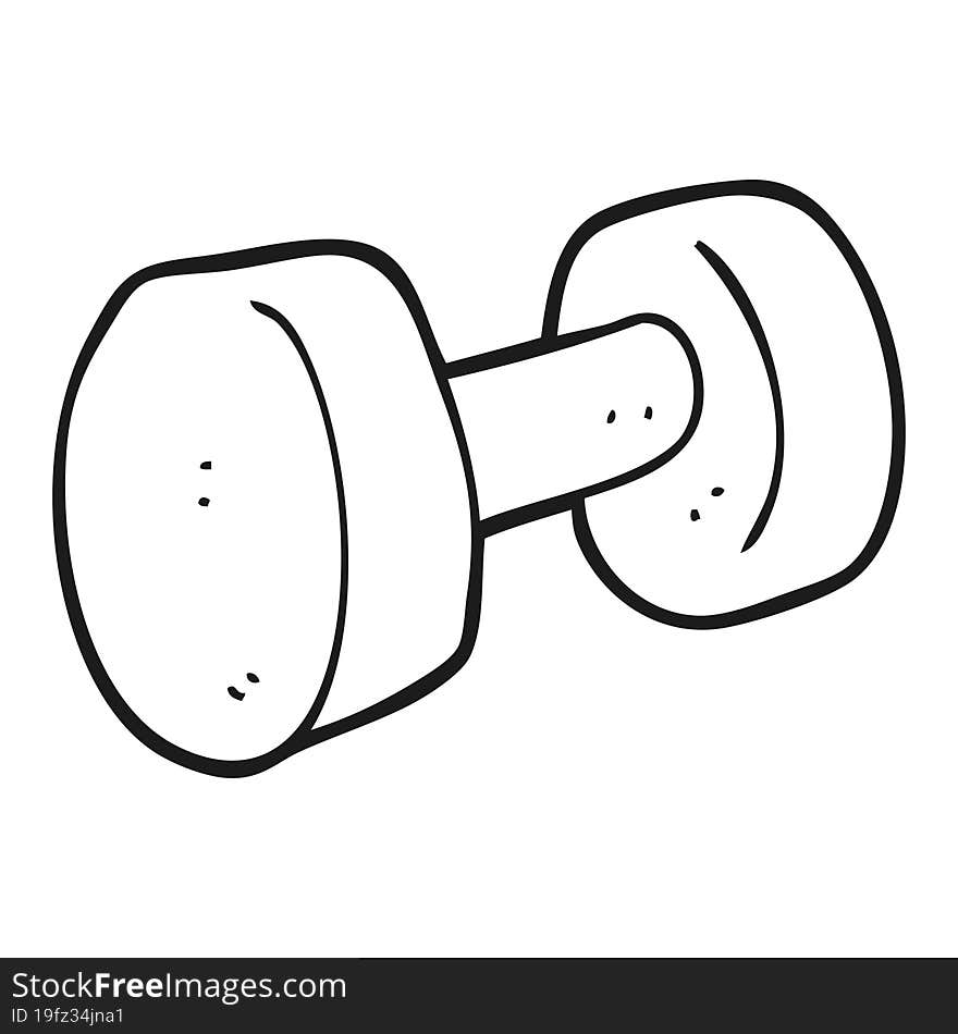 black and white cartoon dumbbell