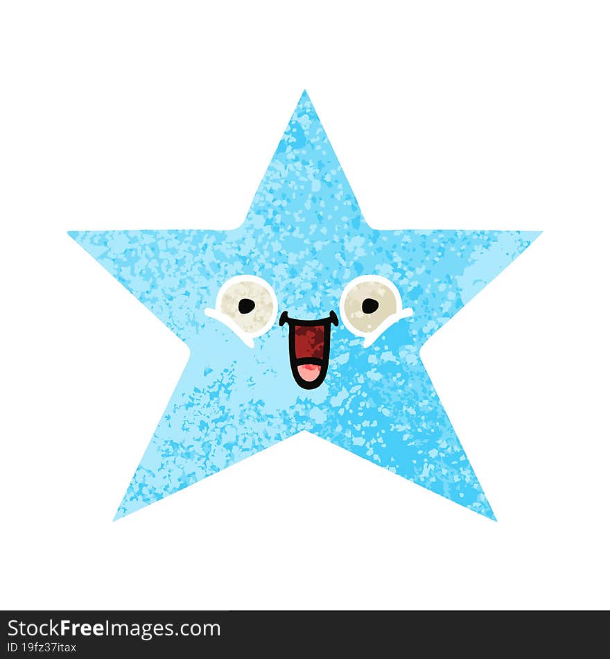 retro illustration style cartoon star fish