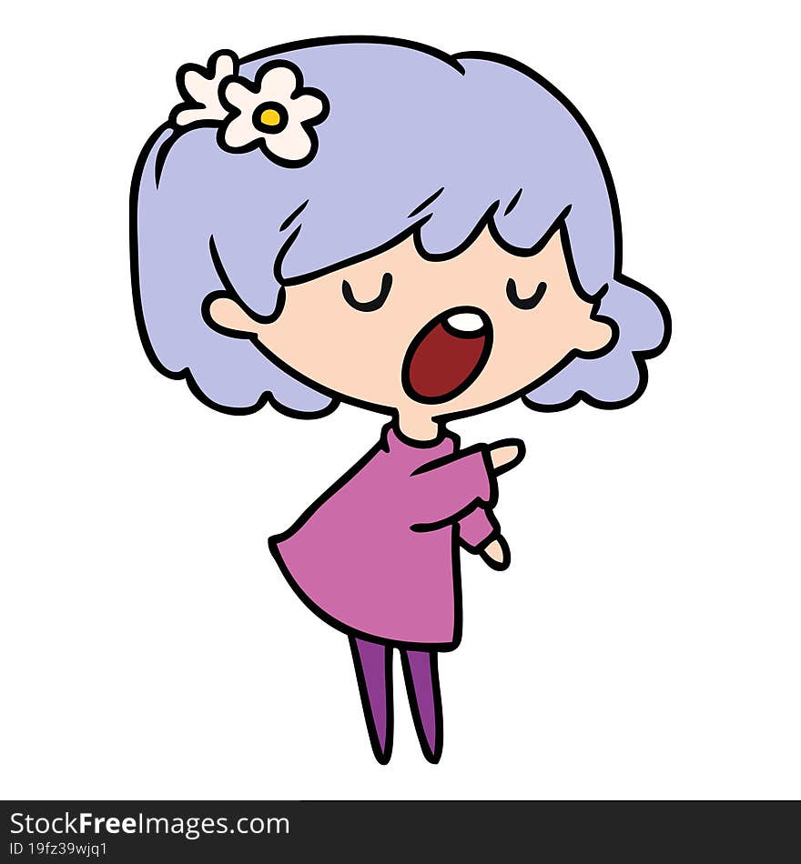 cartoon illustration of a cute kawaii girl. cartoon illustration of a cute kawaii girl