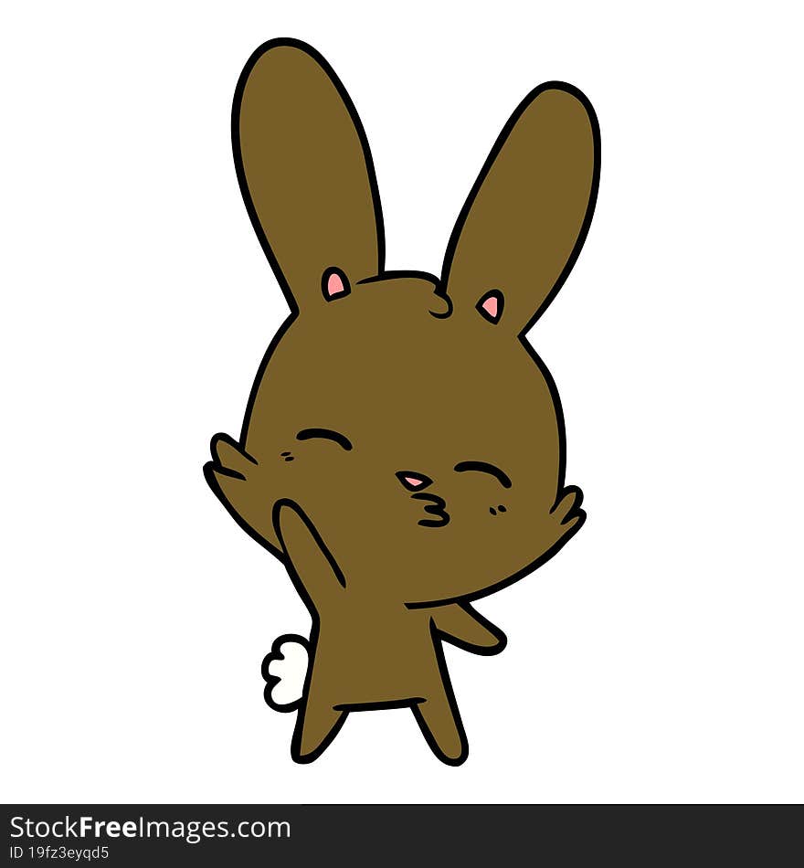 curious waving bunny cartoon. curious waving bunny cartoon