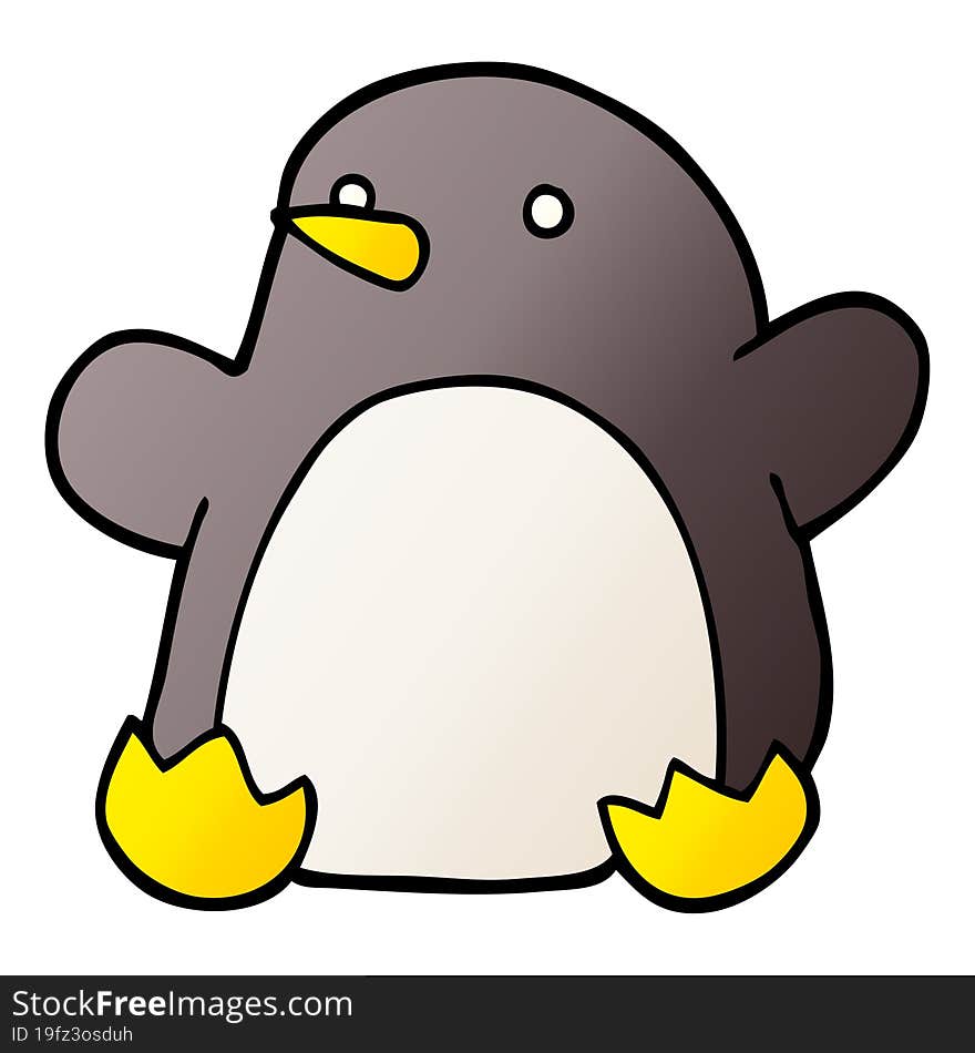 cartoon doodle dancing penguin