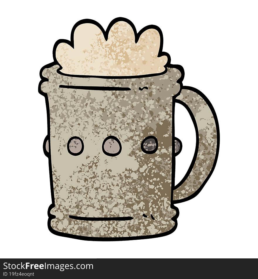 grunge textured illustration cartoon beer tankard