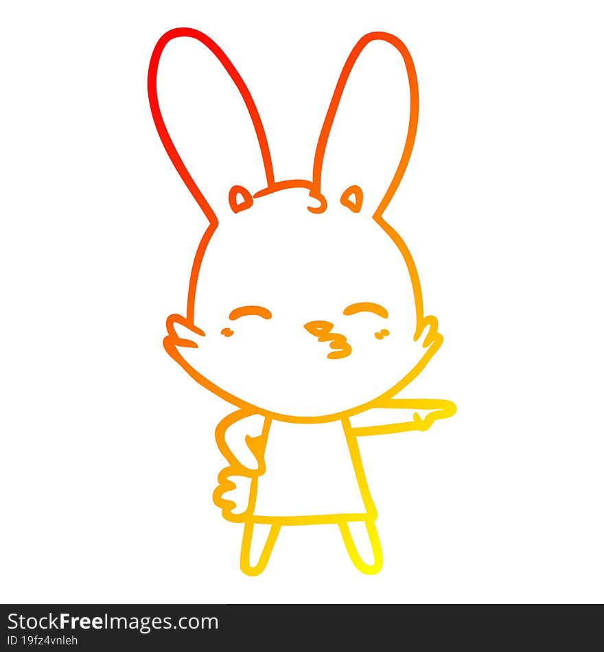 warm gradient line drawing curious bunny cartoon