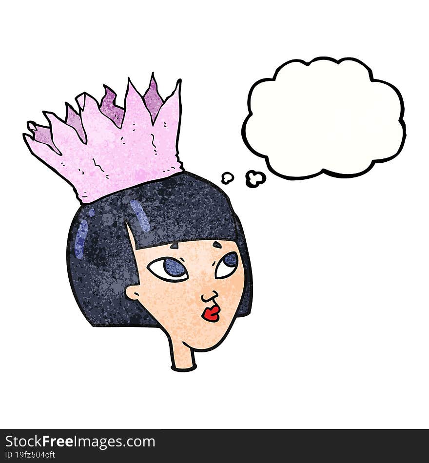 Thought Bubble Textured Cartoon Woman Wearing Paper Crown