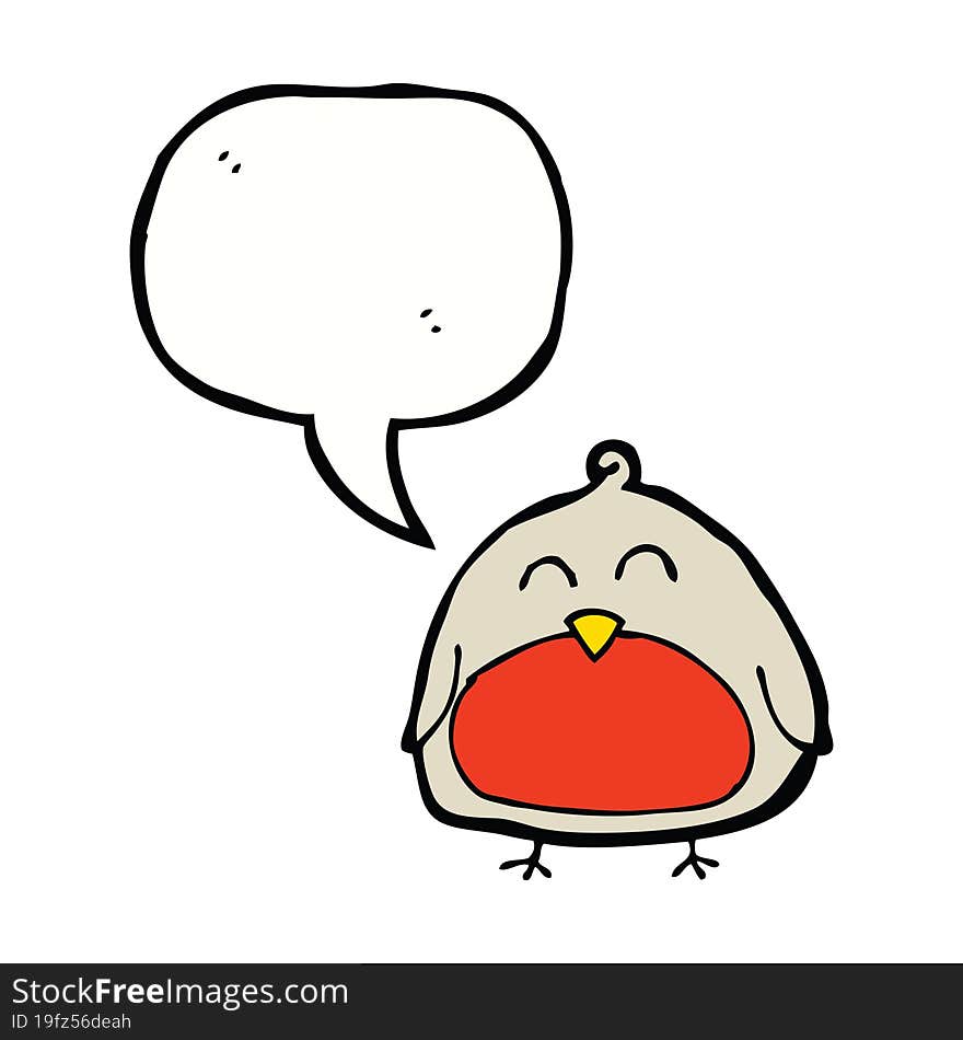 funny cartoon christmas robin with speech bubble