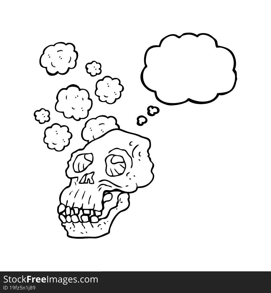 thought bubble cartoon ancient skull