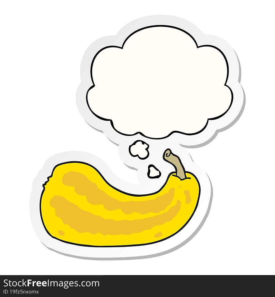 cartoon squash with thought bubble as a printed sticker