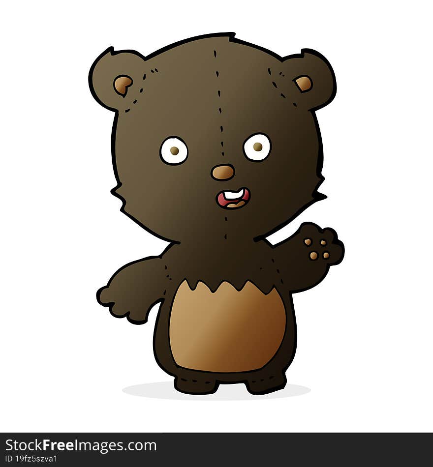 cartoon waving black bear cub