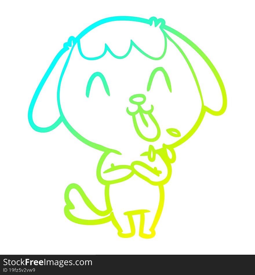 Cold Gradient Line Drawing Cute Cartoon Dog