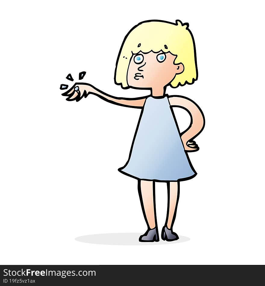 Cartoon Woman Showing Off Engagement Ring