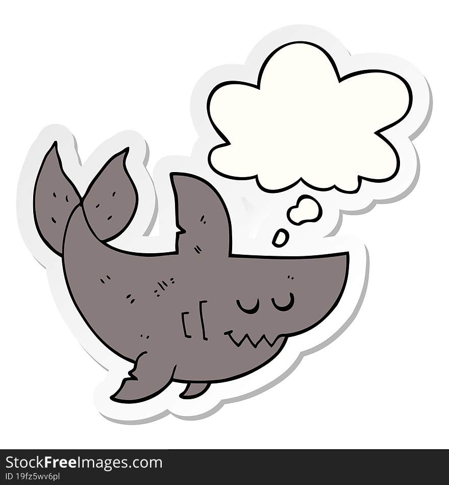 cartoon shark and thought bubble as a printed sticker