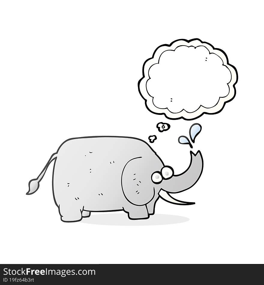 freehand drawn thought bubble cartoon elephant