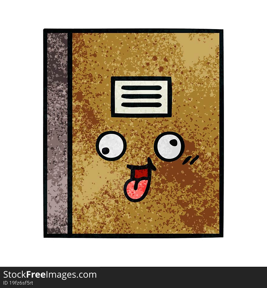 retro grunge texture cartoon of a notebook