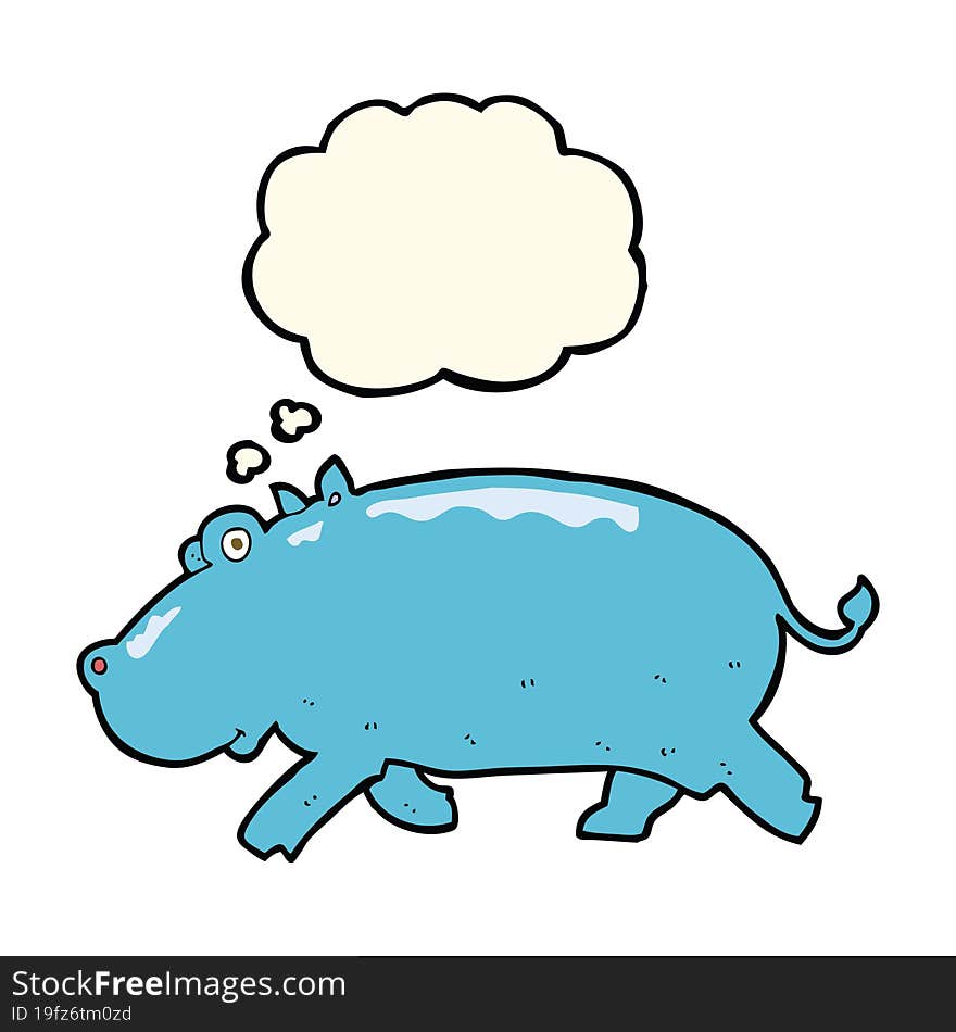 Cartoon Hippopotamus With Thought Bubble