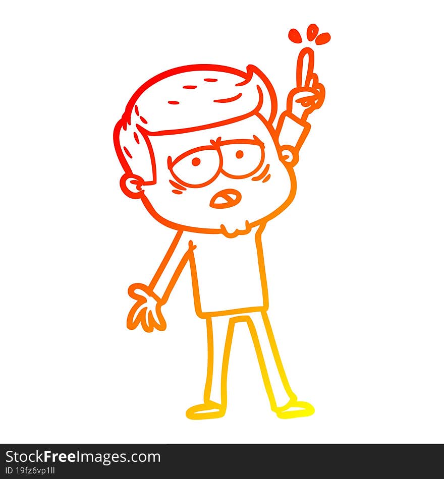 warm gradient line drawing cartoon tired man pointing