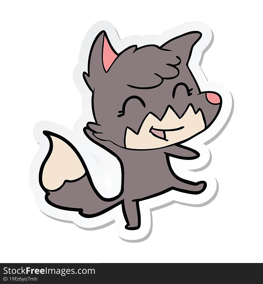 Sticker Of A Happy Cartoon Fox