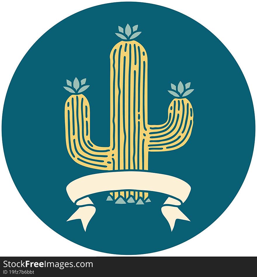 icon with banner of a cactus