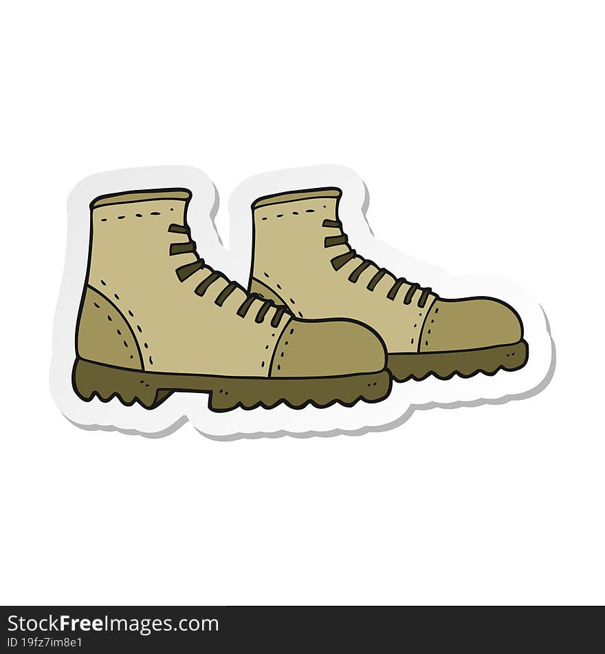 sticker of a cartoon walking boots