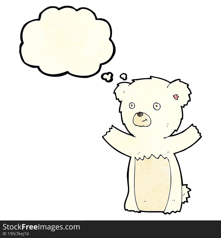 cartoon polar bear cub with thought bubble