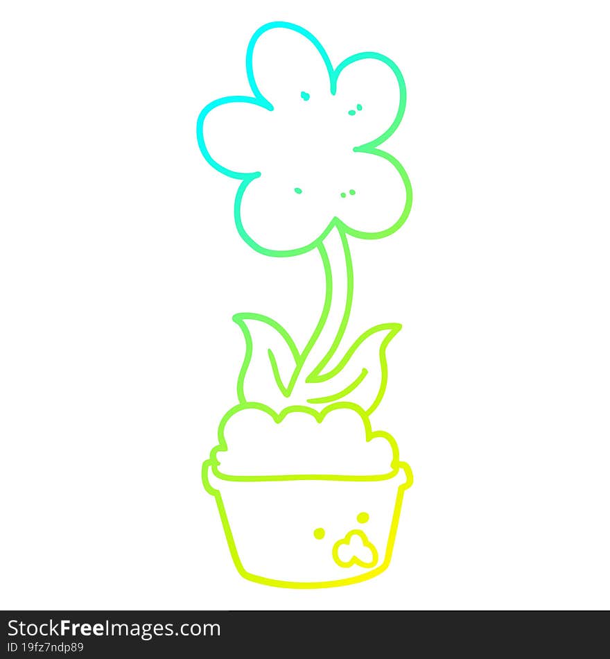 cold gradient line drawing cute cartoon flower