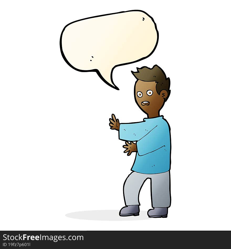 cartoon shocked man with speech bubble