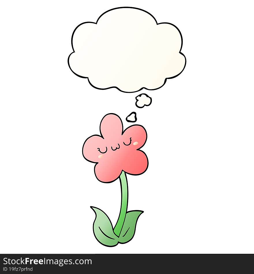 cartoon flower with thought bubble in smooth gradient style