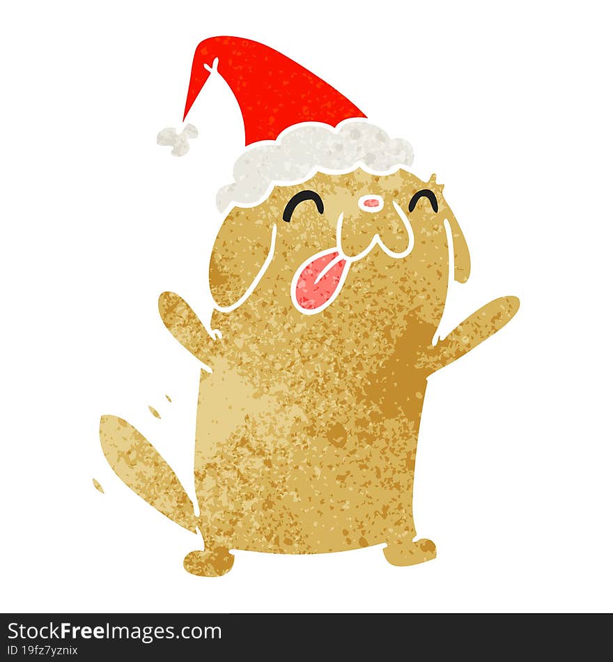 Christmas Retro Cartoon Of Kawaii Dog