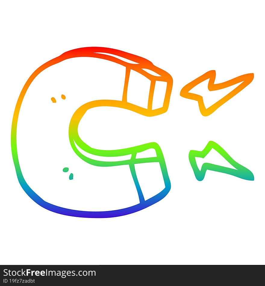 rainbow gradient line drawing cartoon magnet