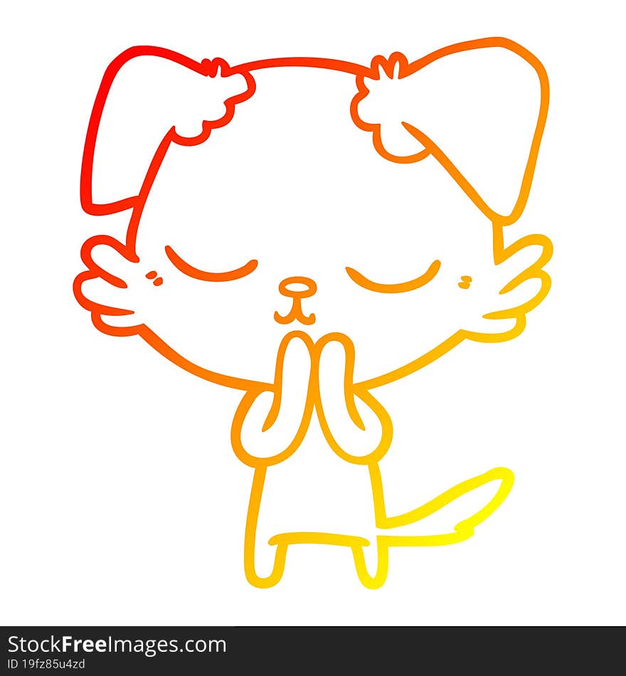 Warm Gradient Line Drawing Cute Cartoon Dog