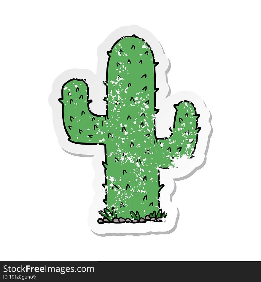 Distressed Sticker Of A Cartoon Cactus