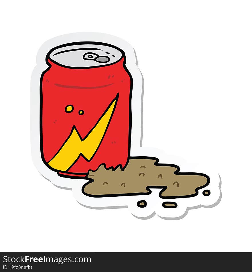 sticker of a cartoon soda can