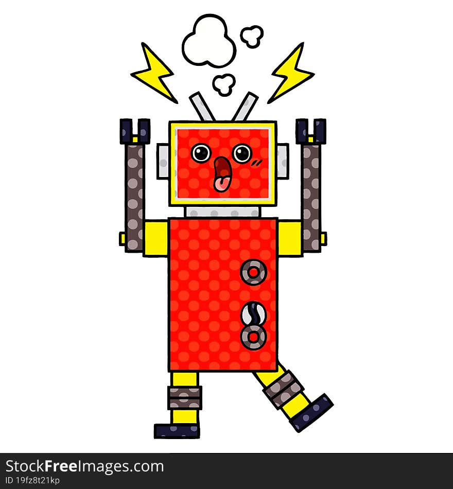 comic book style cartoon of a robot