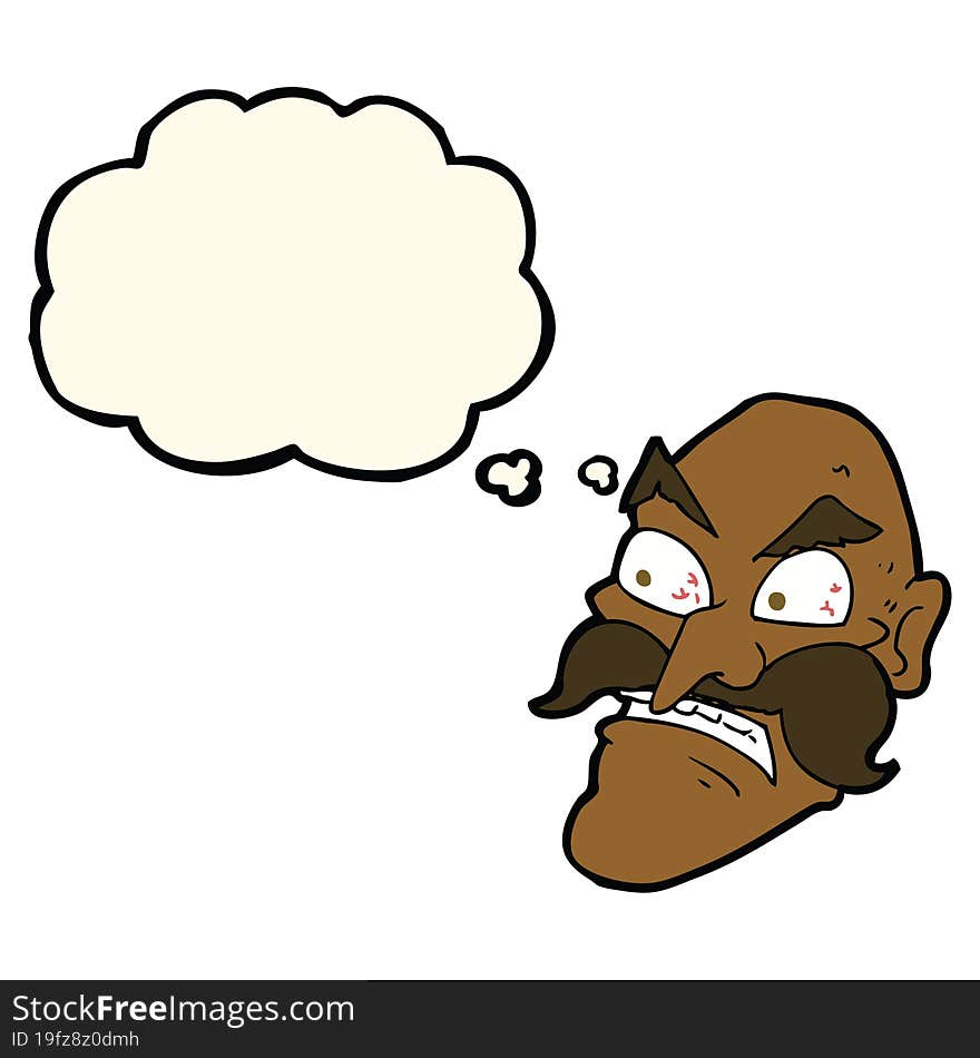 Cartoon Angry Old Man With Thought Bubble