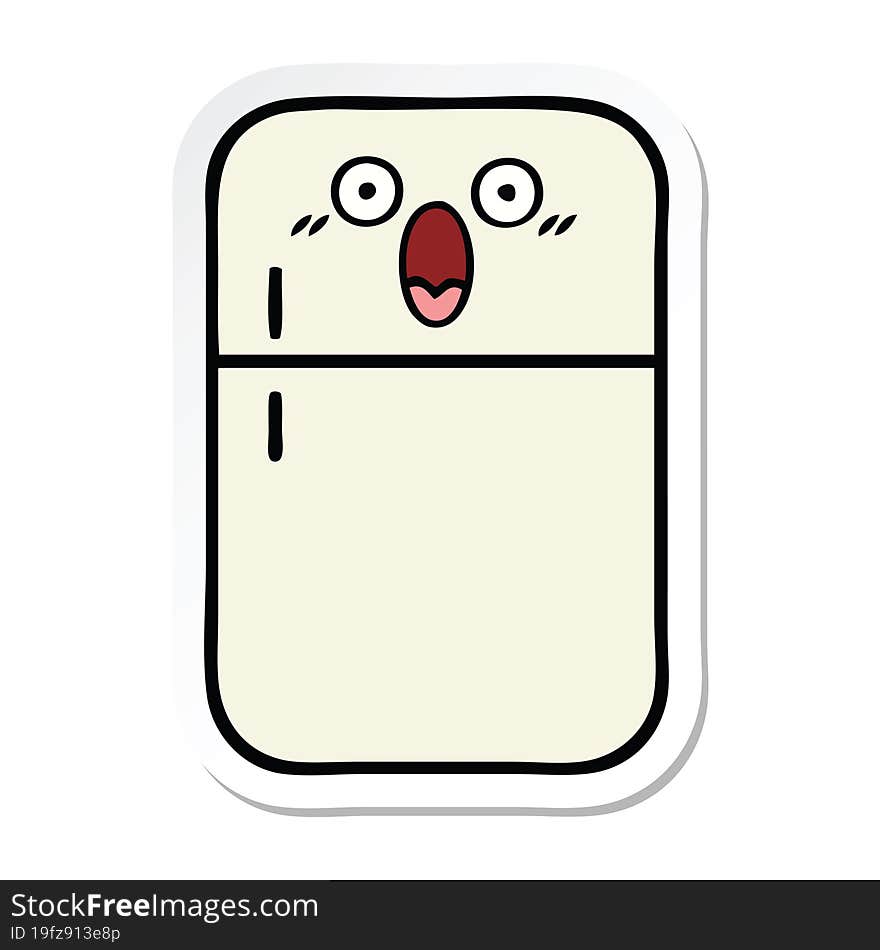 sticker of a cute cartoon fridge freezer