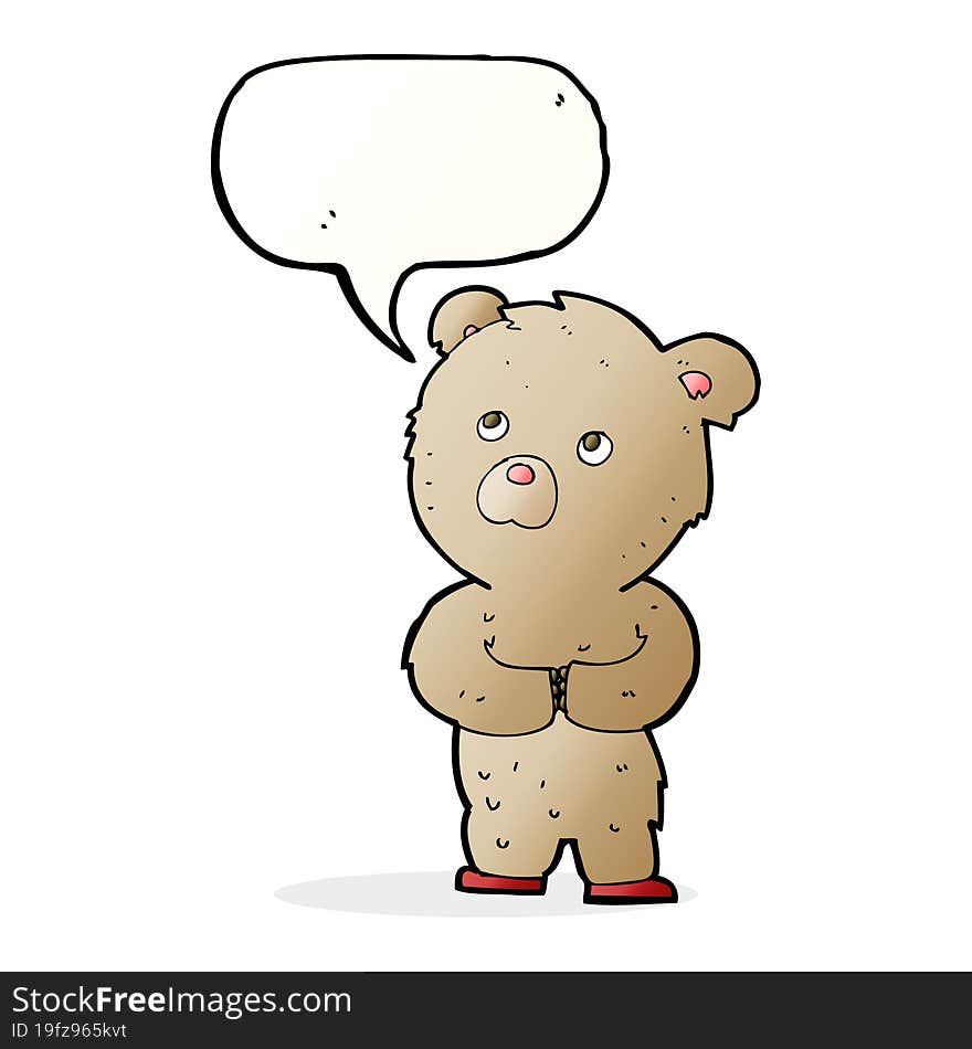 cartoon teddy bear with speech bubble