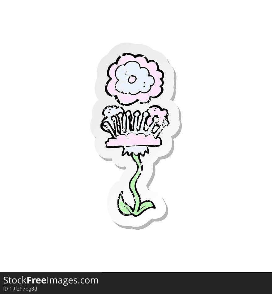 Retro Distressed Sticker Of A Cartoon Flower